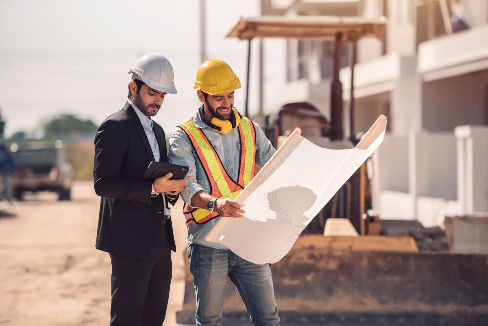 Civil engineer and construction worker